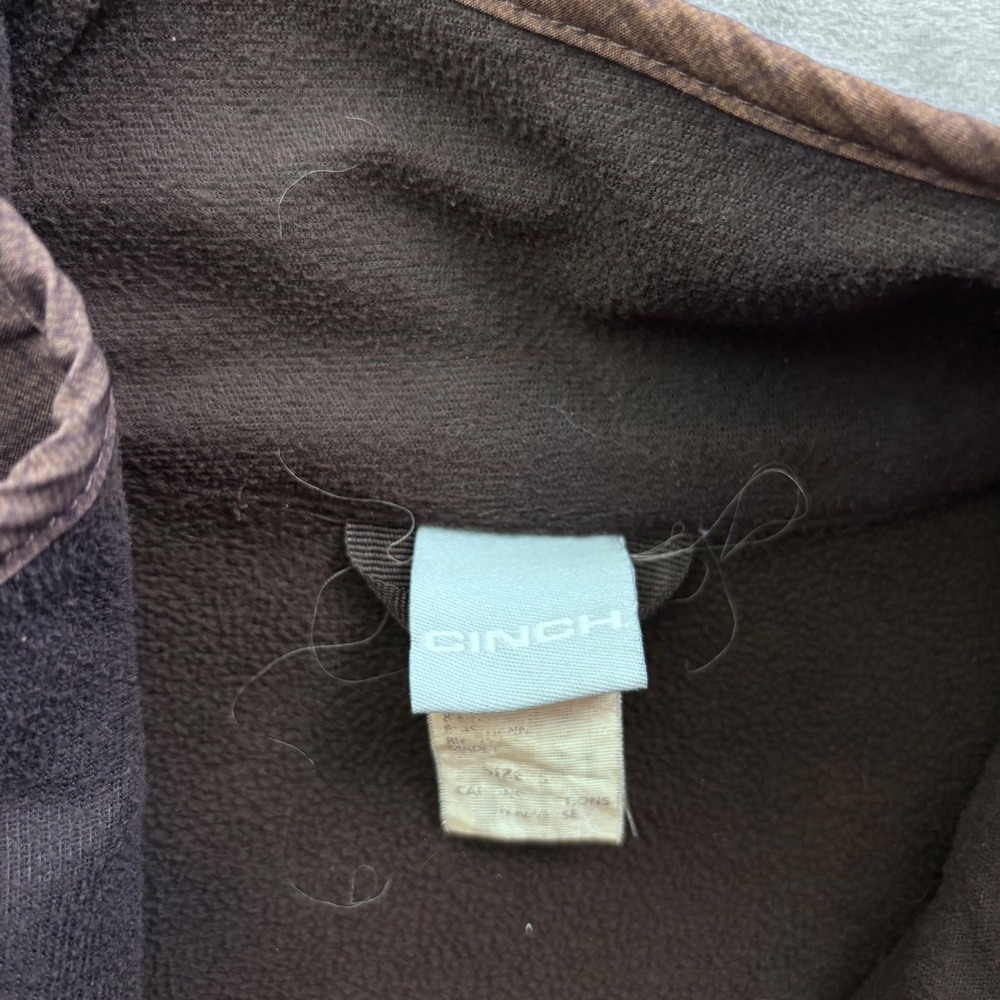 Cinch Womens Brown Grid Softshell Jacket Fleece Lined Full Zip Size M - Picture 2 of 10